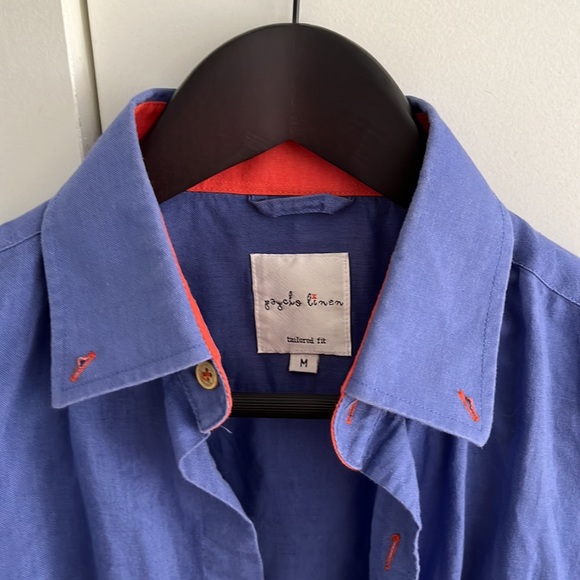Beautiful linen blue shirt and with red accents - vintage - Picture 2 of 6